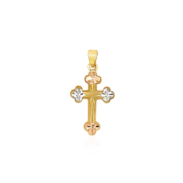 14k Tri Color Gold Cross Pendant - Premium Pendants - Just $203.99! Shop now at Pulse Designer Fashion