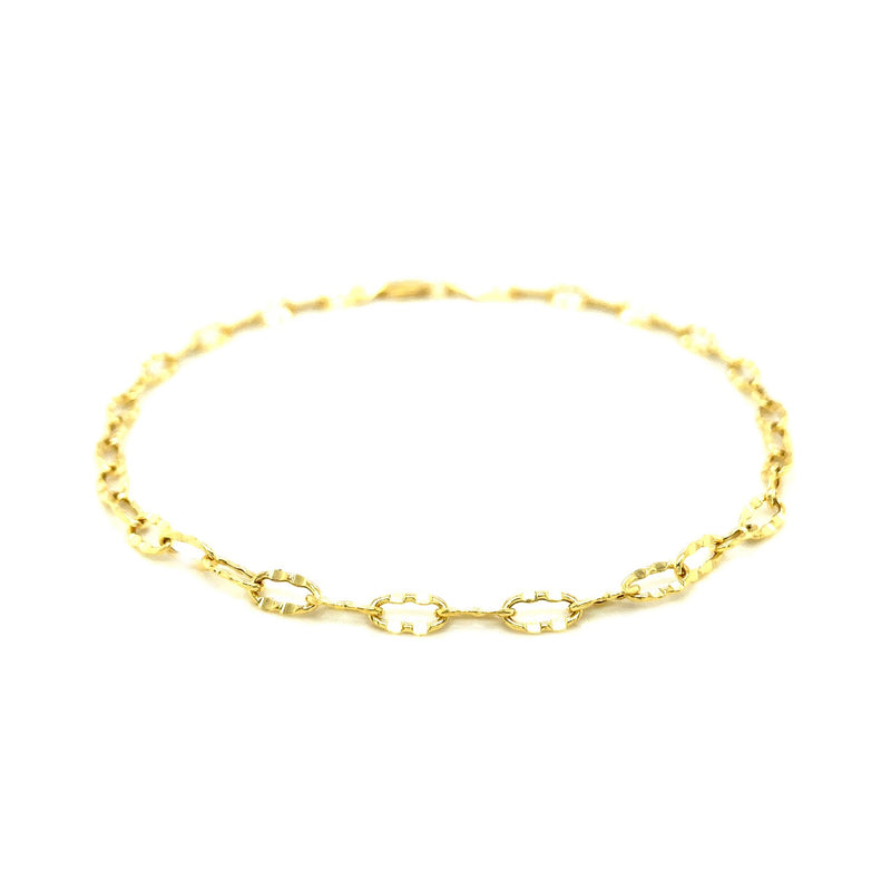 14k Yellow Gold Anklet with Flat Hammered Oval Links - Premium Anklets - Just $364.99! Shop now at Pulse Designer Fashion