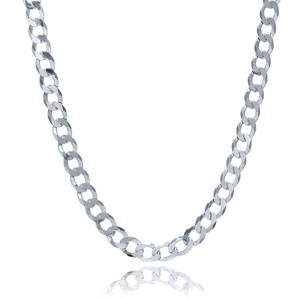 Rhodium Plated 7.9mm Sterling Silver Curb Style Chain - Premium Chains - Just $222.99! Shop now at Pulse Designer Fashion