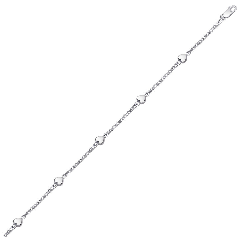 14k White Gold Anklet with Puffed Heart Design - Premium Anklets - Just $904.99! Shop now at Pulse Designer Fashion