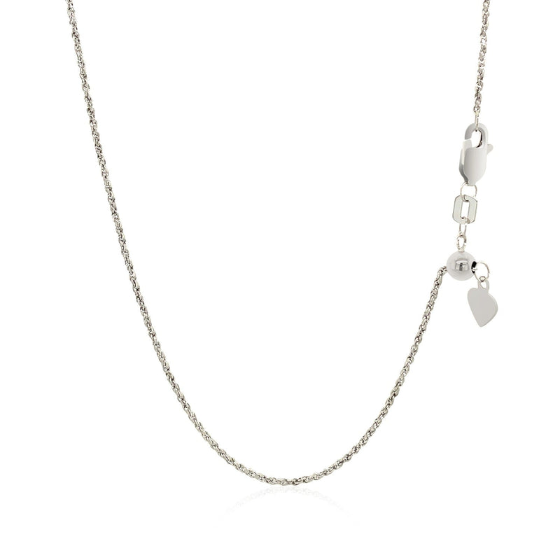 14k White Gold Adjustable Rope Chain 1.0mm - Premium Chains - Just $530.99! Shop now at Pulse Designer Fashion