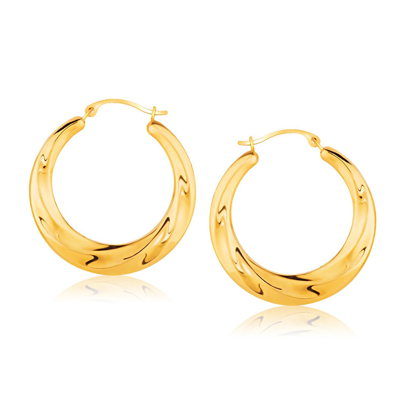 14k Yellow Gold Graduated Textured Hoop Earrings (1 inch Diameter) - Premium Earrings - Just $249.99! Shop now at Pulse Designer Fashion