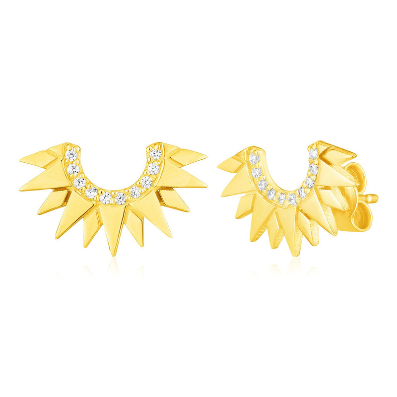 14k Yellow Gold Sunburst Earrings with Diamonds - Premium Earrings - Just $586.99! Shop now at Pulse Designer Fashion