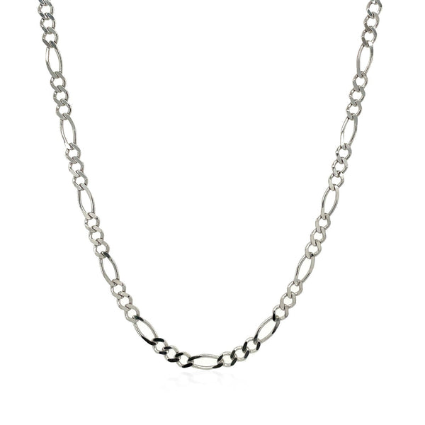 2.6mm 14k White Gold Solid Figaro Chain - Premium Chains - Just $656.99! Shop now at Pulse Designer Fashion