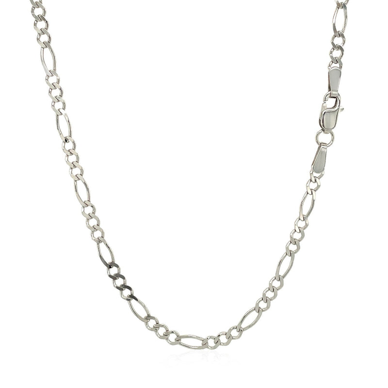 2.6mm 14k White Gold Solid Figaro Chain - Premium Chains - Just $656.99! Shop now at Pulse Designer Fashion