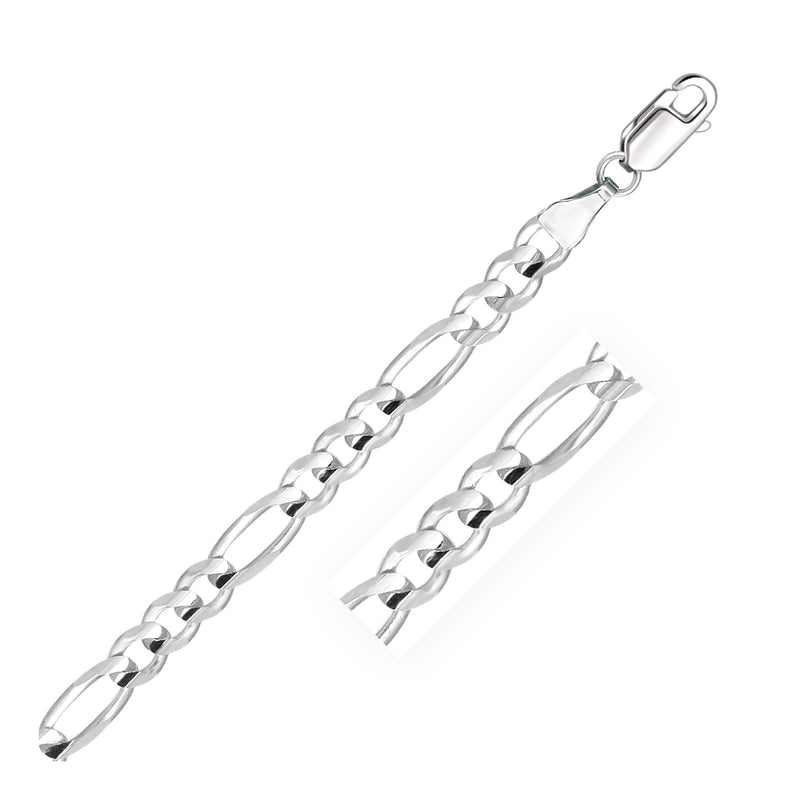 6.0mm 14k White Gold Solid Figaro Bracelet - Premium Bracelets - Just $1544.99! Shop now at Pulse Designer Fashion