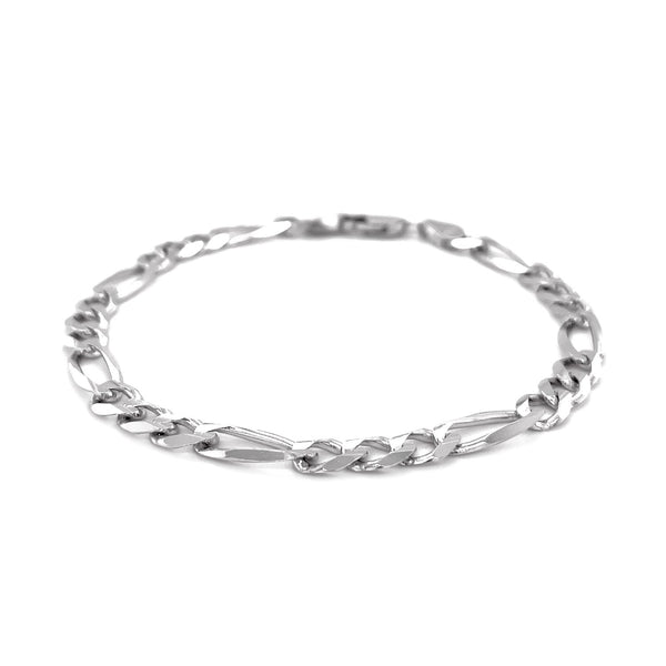 6.0mm 14k White Gold Solid Figaro Bracelet - Premium Bracelets - Just $1544.99! Shop now at Pulse Designer Fashion