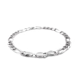 6.0mm 14k White Gold Solid Figaro Bracelet - Premium Bracelets - Just $1544.99! Shop now at Pulse Designer Fashion