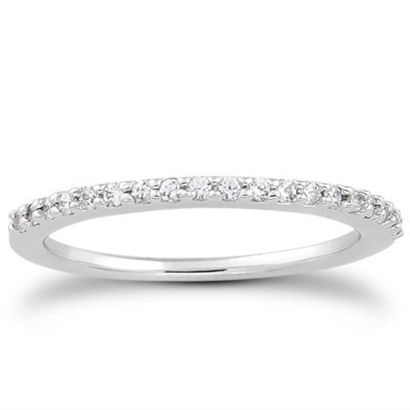 14k White Gold Slim Profile Diamond Micro Prong Diamond Wedding Ring Band - Premium Rings - Just $1173.99! Shop now at Pulse Designer Fashion