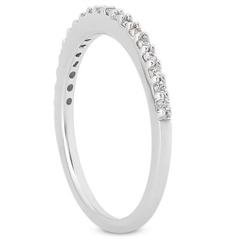 14k White Gold Slim Profile Diamond Micro Prong Diamond Wedding Ring Band - Premium Rings - Just $1173.99! Shop now at Pulse Designer Fashion