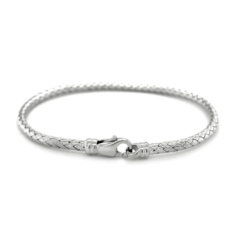 Fancy Weave Bangle in 14k White Gold (3.0mm) - Premium Bangles - Just $1191.99! Shop now at Pulse Designer Fashion