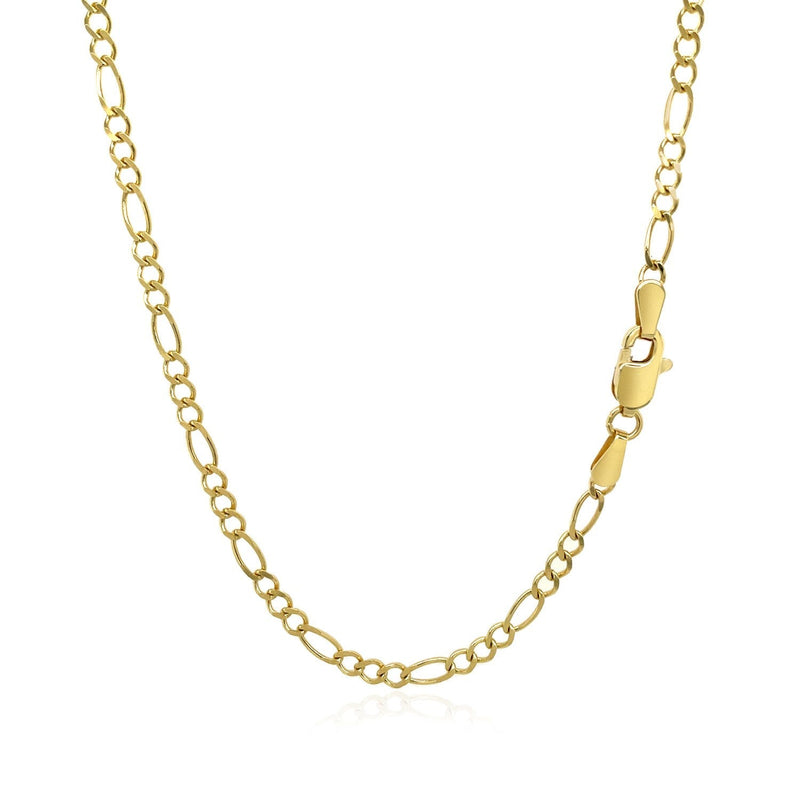 3.0mm 10k Yellow Gold Solid Figaro Chain - Premium Chains - Just $458.99! Shop now at Pulse Designer Fashion