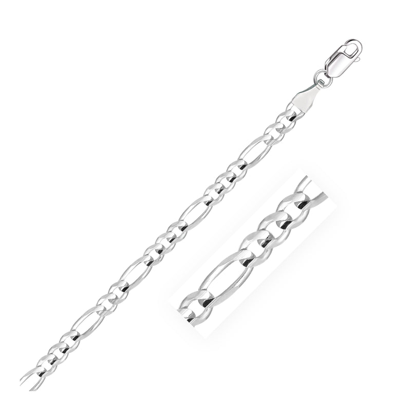 4.6mm 14k White Gold Solid Figaro Bracelet - Premium Bracelets - Just $984.99! Shop now at Pulse Designer Fashion