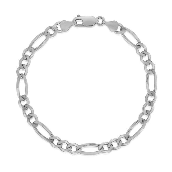 4.6mm 14k White Gold Solid Figaro Bracelet - Premium Bracelets - Just $984.99! Shop now at Pulse Designer Fashion