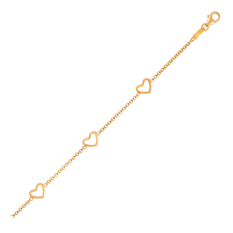 14k Yellow Gold Childrens Bracelet with Hearts - Premium Bracelets - Just $313.99! Shop now at Pulse Designer Fashion