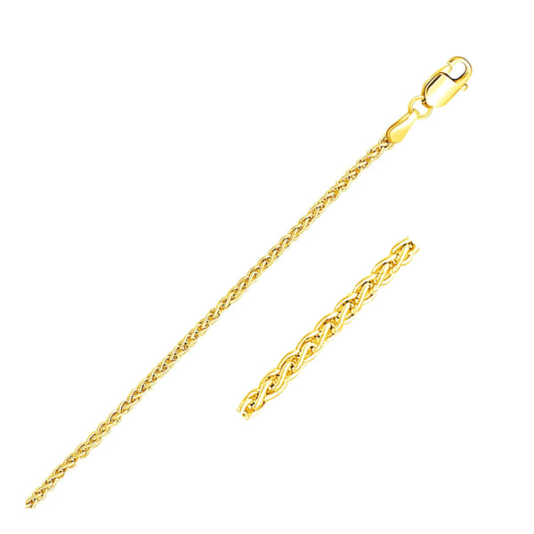 2.1mm 14k Yellow Gold Round Wheat Chain - Premium Chains - Just $966.99! Shop now at Pulse Designer Fashion