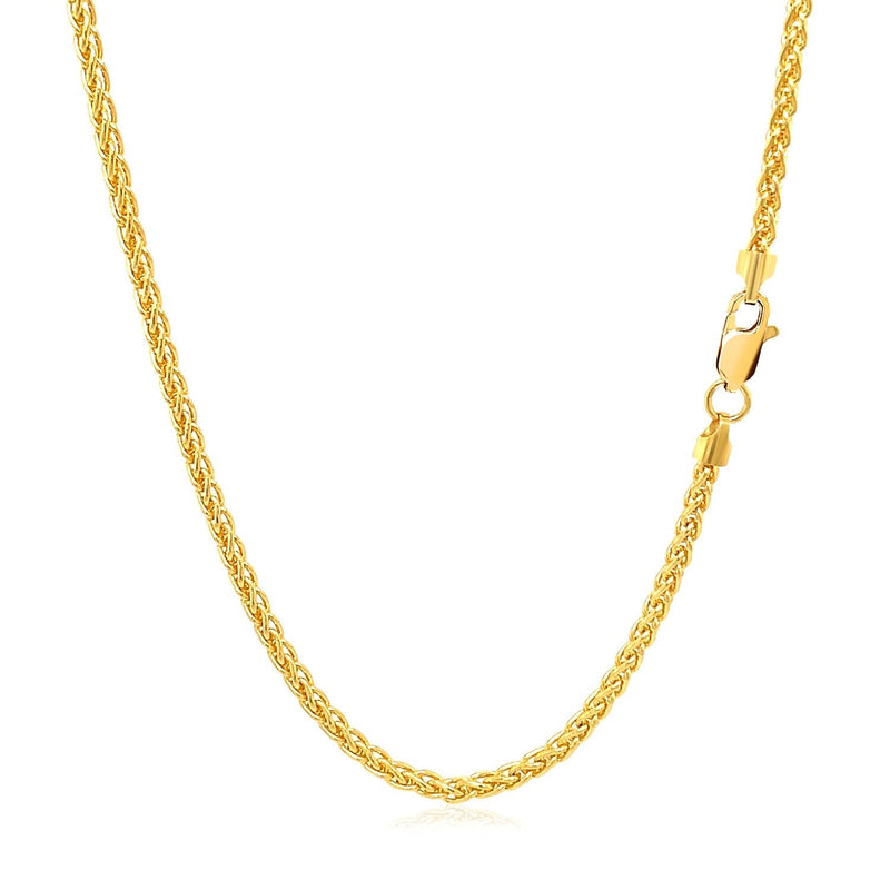 2.1mm 14k Yellow Gold Round Wheat Chain - Premium Chains - Just $966.99! Shop now at Pulse Designer Fashion