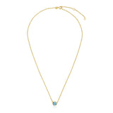 14k Yellow Gold 17 inch Necklace with Round Blue Topaz - Premium Necklaces - Just $420.99! Shop now at Pulse Designer Fashion