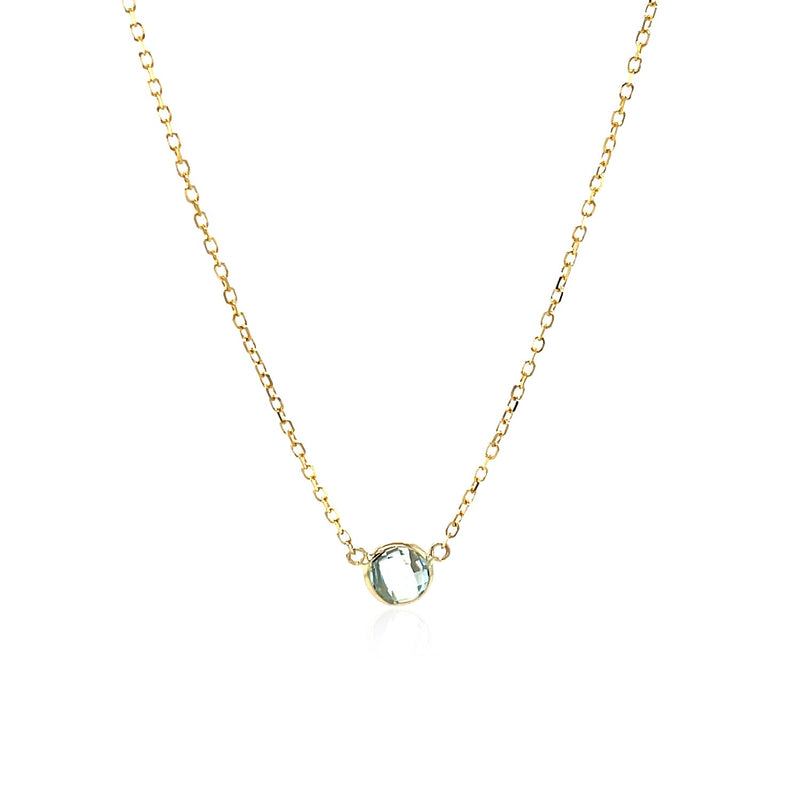 14k Yellow Gold 17 inch Necklace with Round Blue Topaz - Premium Necklaces - Just $420.99! Shop now at Pulse Designer Fashion