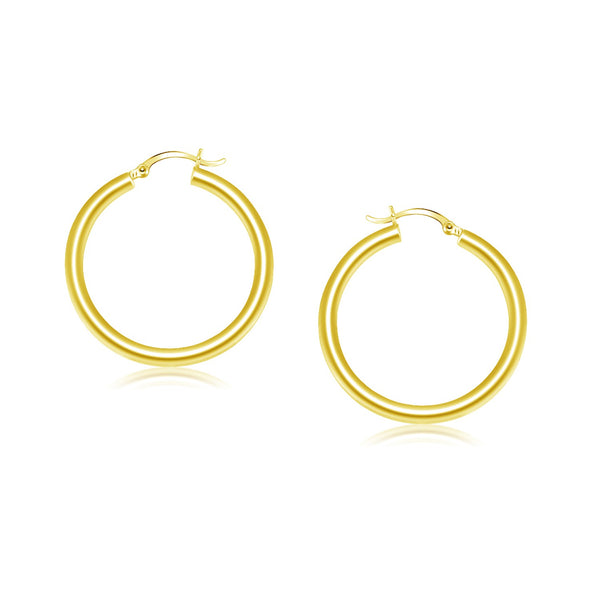 14k Yellow Gold Polished Hoop Earrings (25 mm) - Premium Earrings - Just $509.99! Shop now at Pulse Designer Fashion