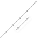 14k White Gold Rolo Chain Bracelet with Puffed Heart Stations - Premium Bracelets - Just $661.99! Shop now at Pulse Designer Fashion