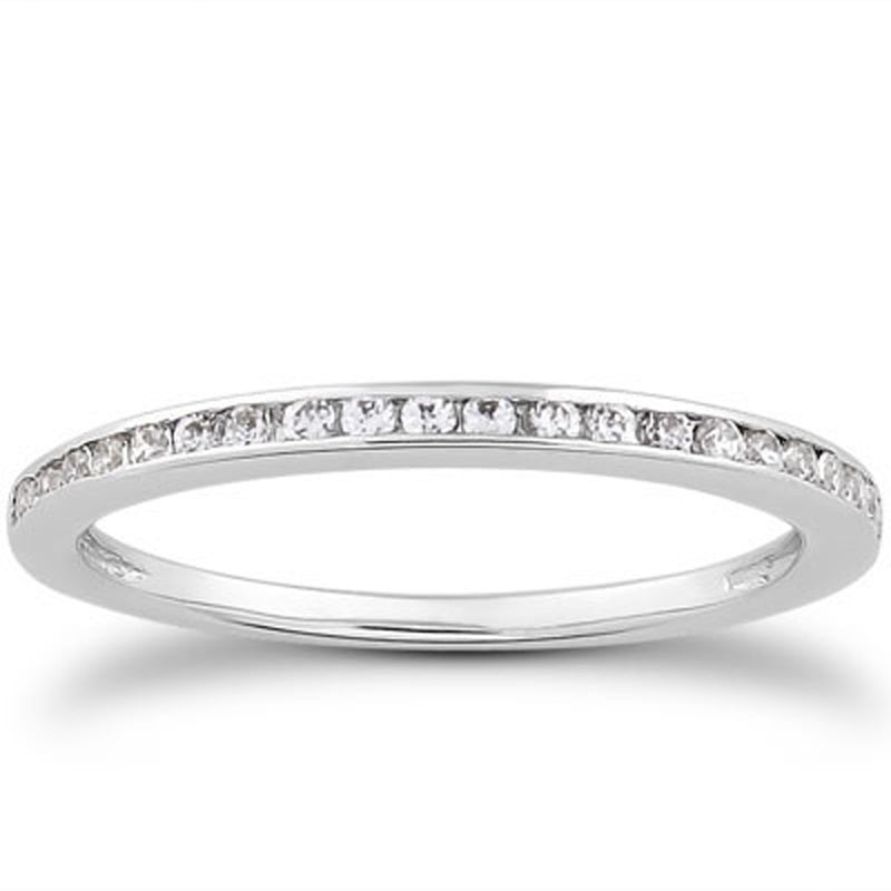 14k White Gold Slim Profile Diamond Channel Set Wedding Ring Band - Premium Rings - Just $1247.99! Shop now at Pulse Designer Fashion