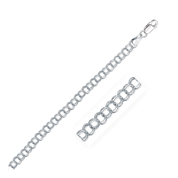 5.0 mm 14k White Gold Solid Double Link Charm Bracelet - Premium Bracelets - Just $813.99! Shop now at Pulse Designer Fashion