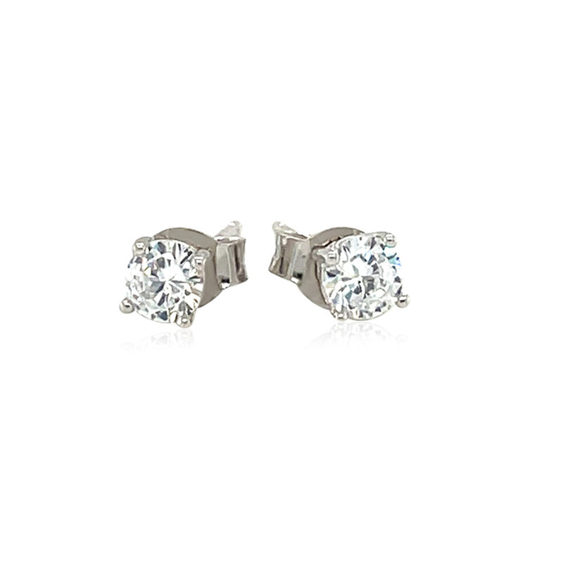 Sterling Silver 4mm Faceted White Cubic Zirconia Stud Earrings - Premium Earrings - Just $19.99! Shop now at Pulse Designer Fashion