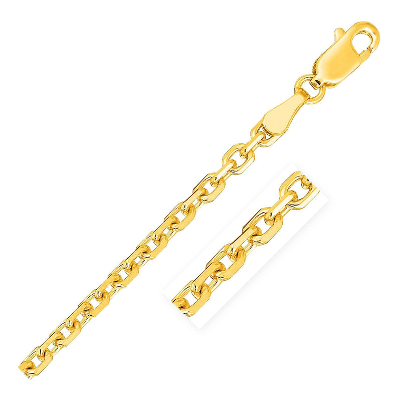 2.6mm 14k Yellow Gold Diamond Cut Cable Link Chain - Premium Chains - Just $1282.99! Shop now at Pulse Designer Fashion