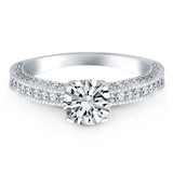 14k White Gold Diamond Micropave Milgrain Engagement Ring - Premium Rings - Just $4838.99! Shop now at Pulse Designer Fashion