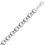 Sterling Silver Rolo Style Polished Charm Bracelet with Rhodium Plating - Premium Bracelets - Just $97.99! Shop now at Pulse Designer Fashion