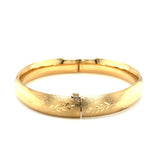 Classic Floral Carved Bangle in 14k Yellow Gold (10.0mm) - Premium Bangles - Just $2228.99! Shop now at Pulse Designer Fashion