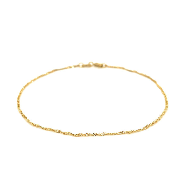 14k Yellow Gold Singapore Bracelet 1.0mm - Premium Bracelets - Just $110.99! Shop now at Pulse Designer Fashion