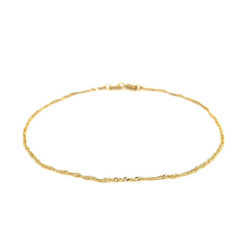 14k Yellow Gold Singapore Bracelet 1.0mm - Premium Bracelets - Just $110.99! Shop now at Pulse Designer Fashion