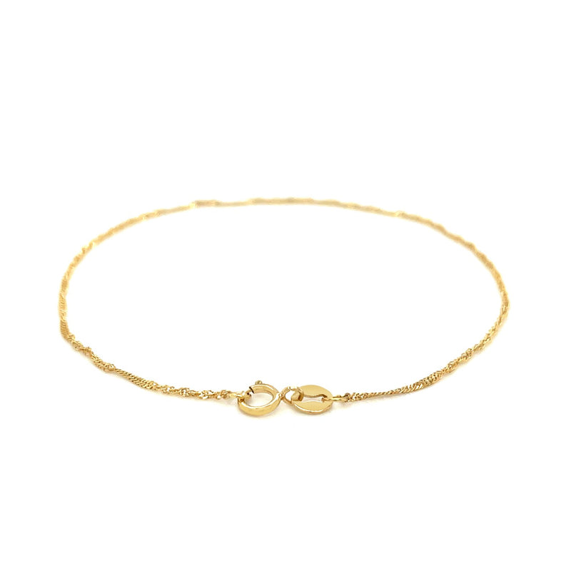 14k Yellow Gold Singapore Bracelet 1.0mm - Premium Bracelets - Just $110.99! Shop now at Pulse Designer Fashion