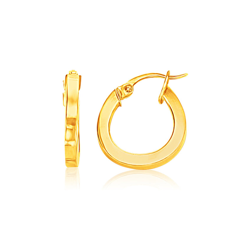 14k Yellow Gold Flat Side Small Hoop Earrings - Premium Earrings - Just $362.99! Shop now at Pulse Designer Fashion