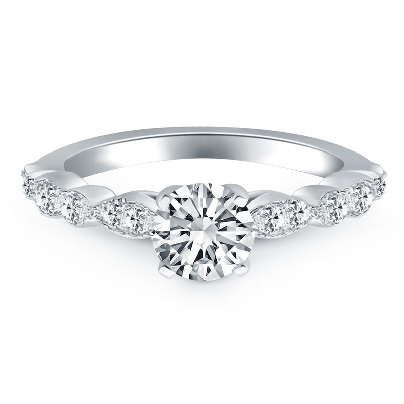 14k White Gold Fancy Shaped Diamond Engagement Ring - Premium Rings - Just $3712.99! Shop now at Pulse Designer Fashion