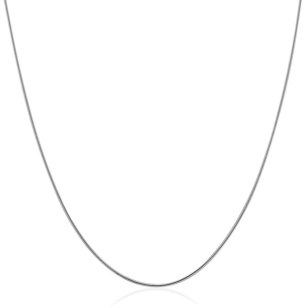 Sterling Silver Round Omega Style Chain Necklace with Rhodium Plating (1.25mm) - Premium Necklaces - Just $48.99! Shop now at Pulse Designer Fashion