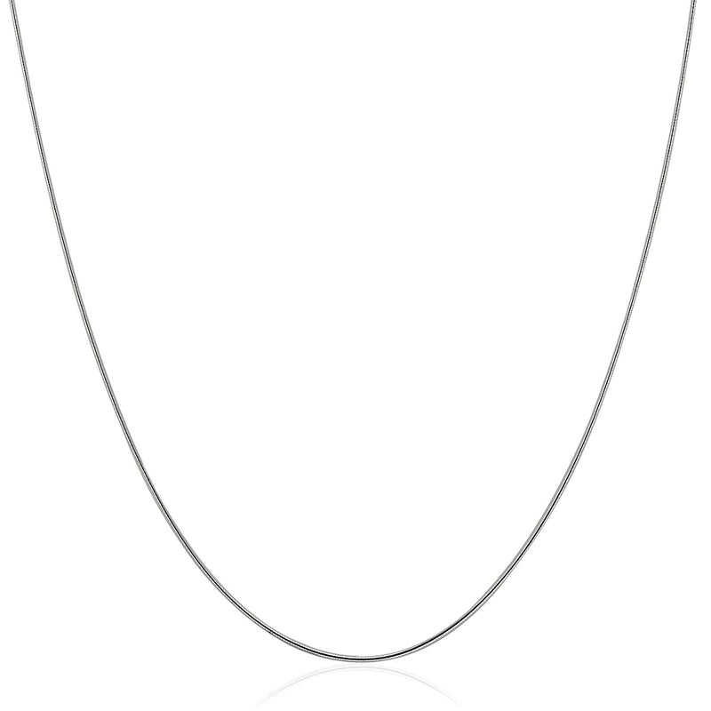 Sterling Silver Round Omega Style Chain Necklace with Rhodium Plating (1.25mm) - Premium Necklaces - Just $48.99! Shop now at Pulse Designer Fashion