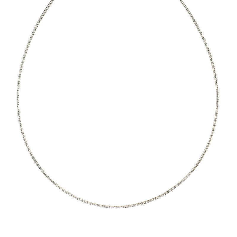 Sterling Silver Round Omega Style Chain Necklace with Rhodium Plating (1.25mm) - Premium Necklaces - Just $48.99! Shop now at Pulse Designer Fashion