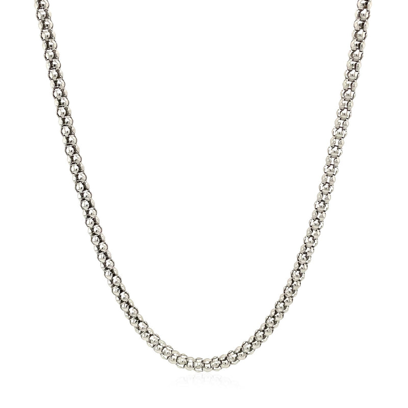 Rhodium Plated 2.5mm Sterling Silver Popcorn Style Chain - Premium Chains - Just $56.99! Shop now at Pulse Designer Fashion