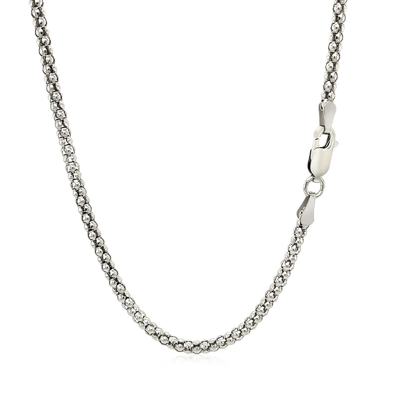 Rhodium Plated 2.5mm Sterling Silver Popcorn Style Chain - Premium Chains - Just $56.99! Shop now at Pulse Designer Fashion