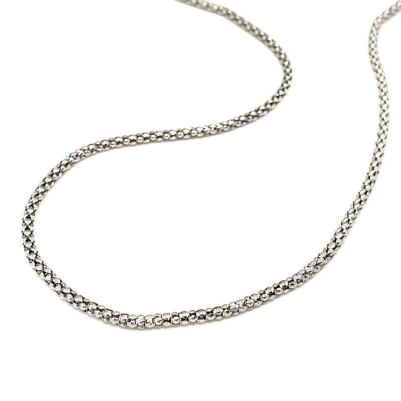 Rhodium Plated 2.5mm Sterling Silver Popcorn Style Chain - Premium Chains - Just $56.99! Shop now at Pulse Designer Fashion