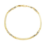 14k Two-Tone Gold Fancy Bar Style Men's Bracelet with Curved Connectors - Premium Bracelets - Just $2371.99! Shop now at Pulse Designer Fashion