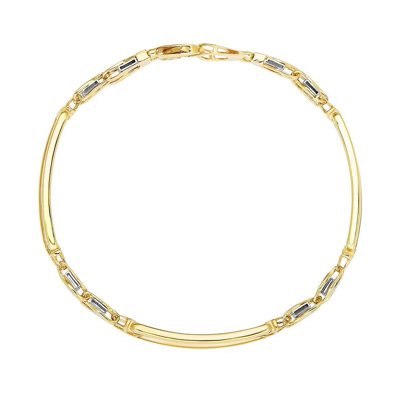 14k Two-Tone Gold Fancy Bar Style Men's Bracelet with Curved Connectors - Premium Bracelets - Just $2371.99! Shop now at Pulse Designer Fashion