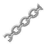 Sterling Silver Diamond Cut Chain Style  Rhodium Plated Bracelet - Premium Bracelets - Just $219.99! Shop now at Pulse Designer Fashion