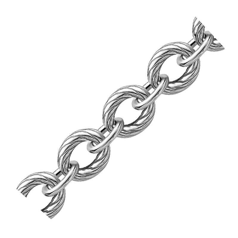 Sterling Silver Diamond Cut Chain Style  Rhodium Plated Bracelet - Premium Bracelets - Just $219.99! Shop now at Pulse Designer Fashion