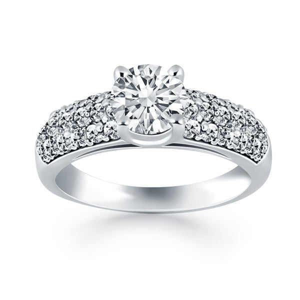 14k White Gold Tapered Pave Diamond Wide Band Engagement Ring - Premium Rings - Just $4163.99! Shop now at Pulse Designer Fashion