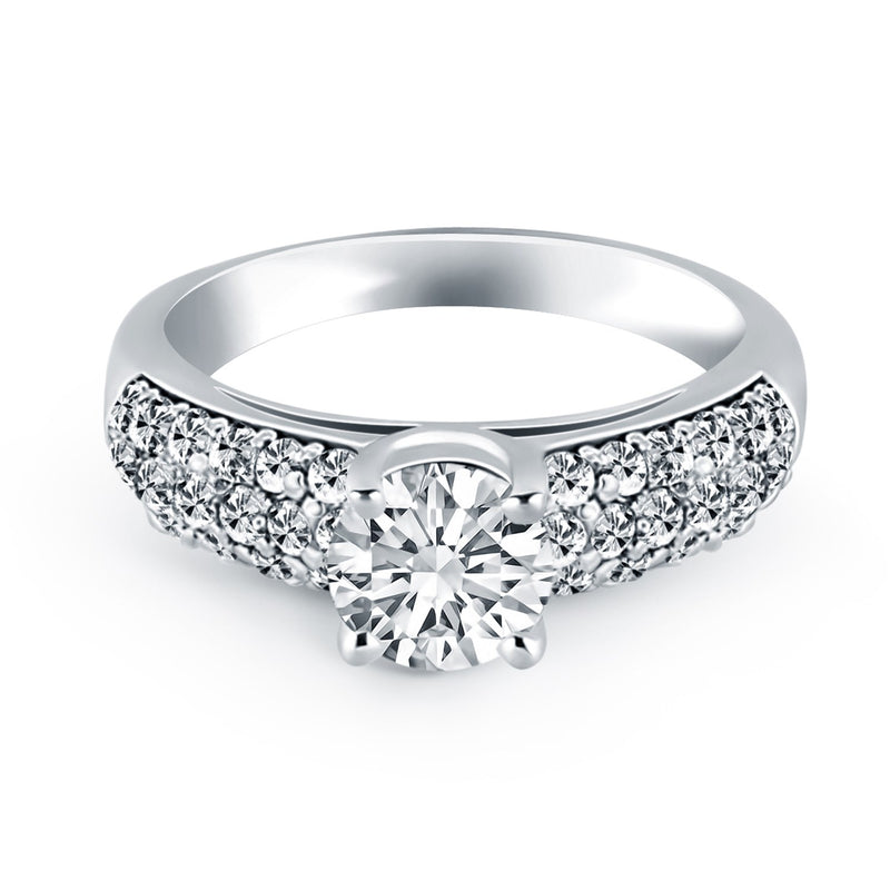 14k White Gold Tapered Pave Diamond Wide Band Engagement Ring - Premium Rings - Just $4163.99! Shop now at Pulse Designer Fashion