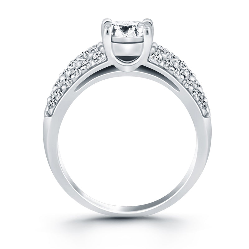 14k White Gold Tapered Pave Diamond Wide Band Engagement Ring - Premium Rings - Just $4163.99! Shop now at Pulse Designer Fashion